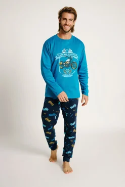 Pijama hombre largo algodón estampado motos | MUYDEMI<Ysabel Mora Sale