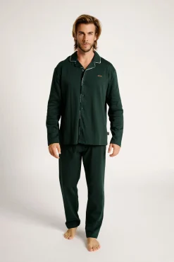 Pijama hombre largo camisero algodón verde | MUYDEMI<Ysabel Mora Best