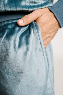 Pijama hombre terciopelo canalé azul | MUYDEMI<Ysabel Mora