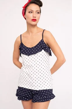 Pijama mujer corto algodón volantes estampado lunares | MUYDEMI<Ysabel Mora Online