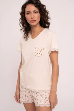 Pijama mujer corto detalles puntilla estampado | MUYDEMI<Ysabel Mora Online