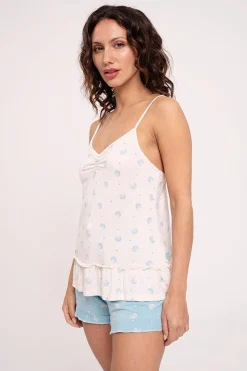 Pijama mujer corto estampado detalle volante | MUYDEMI<Ysabel Mora