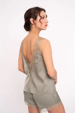 Pijama mujer corto satén verde | MUYDEMI<Ysabel Mora New