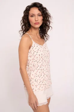 Pijama mujer corto tirantes detalles puntilla estampado | MUYDEMI<Ysabel Mora Online