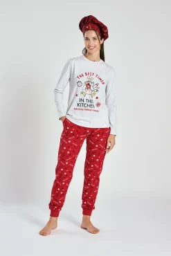 Pijama mujer largo algodón estampado Chef | MUYDEMI<Ysabel Mora Outlet