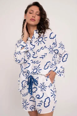 Pijama mujer shorts y camisa manga larga abotonada estampado | MUYDEMI<Ysabel Mora Discount