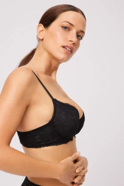 Sujetador con aro con relleno encaje negro<Ysabel Mora New