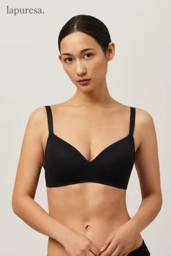 Sujetador sin aro con relleno algodón orgánico copas C y D negro<Ysabel Mora Best