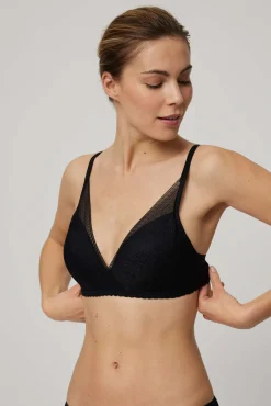 Sujetador sin aro con relleno triángulo con encaje negro<Ysabel Mora Clearance