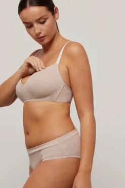 Sujetador sin aro con relleno algodón orgánico copas C y D beige<Ysabel Mora Sale