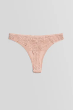 Tanga invisible con encaje nude<Ysabel Mora Clearance