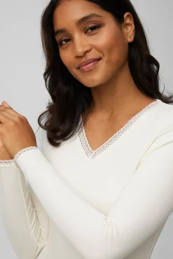 TÉRMICO Camiseta control de temperatura detalle encaje manga larga marfil<Ysabel Mora Best