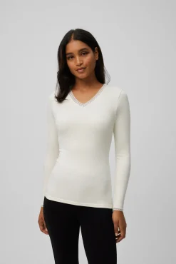 TÉRMICO Camiseta control de temperatura detalle encaje manga larga marfil<Ysabel Mora Best