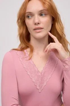 TÉRMICO Camiseta térmica cuello pico detalles encaje<Ysabel Mora Sale