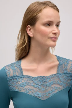 TÉRMICO Camiseta térmica detalles encaje azul<Ysabel Mora Online