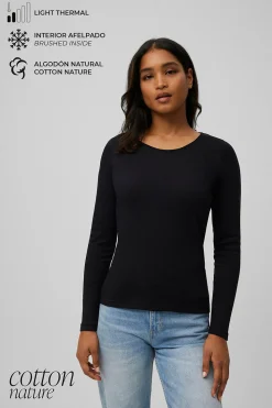 TÉRMICO LIGERO Camiseta algodón manga larga cuello redondo<Ysabel Mora Best