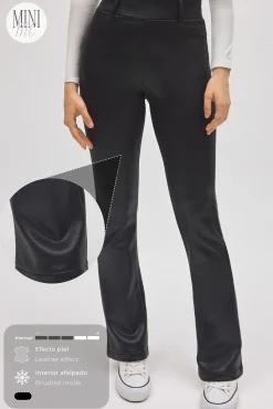 TÉRMICO Pantalón afelpado elástico efecto piel flare negro<Ysabel Mora Outlet
