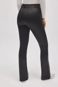 TÉRMICO Pantalón afelpado elástico efecto piel flare negro<Ysabel Mora Outlet