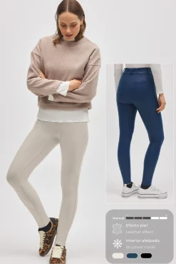 TÉRMICO Pantalón afelpado elástico efecto piel skinny azul<Ysabel Mora Clearance