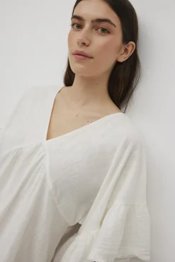 Vestido corto algodón con volantes blanco<Ysabel Mora Sale