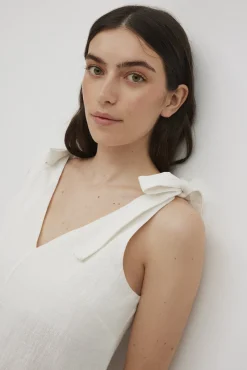 Vestido corto algodón tirantes anudados blanco<Ysabel Mora Sale