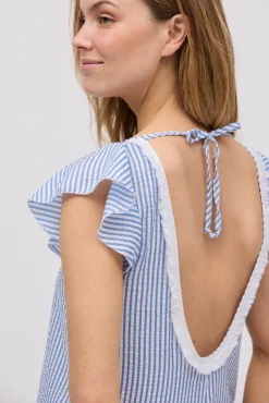 Vestido corto anudado espalda estampado rayas<Ysabel Mora Best