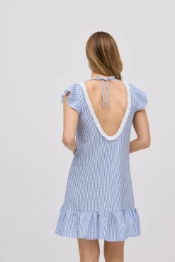 Vestido corto anudado espalda estampado rayas<Ysabel Mora Best