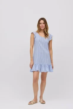 Vestido corto anudado espalda estampado rayas<Ysabel Mora Best