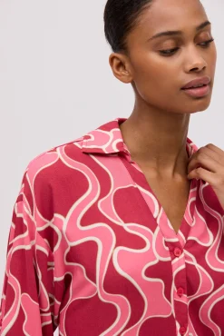 Vestido corto camisero manga larga estampado<Ysabel Mora Sale