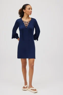 Vestido corto manga larga marino<Ysabel Mora Hot