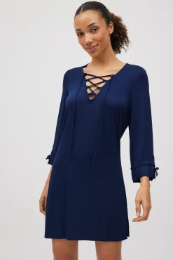 Vestido corto manga larga marino<Ysabel Mora Hot