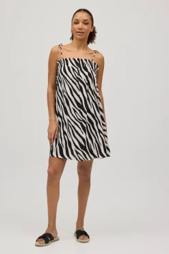 Vestido corto tirantes anudados animal print<Ysabel Mora Best