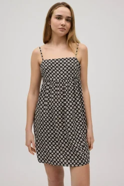 Vestido corto tirantes regulables estampado flores blanco y negro<Ysabel Mora Clearance