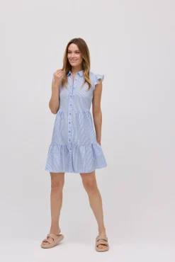 Vestido corto vuelo estampado rayas<Ysabel Mora Best