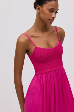 Vestido largo nido de abeja fucsia<Ysabel Mora Sale