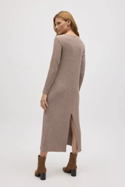 Vestido largo punto canalé marrón<Ysabel Mora Outlet