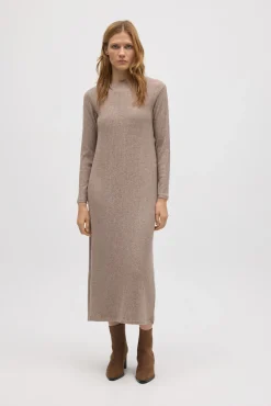 Vestido largo punto canalé marrón<Ysabel Mora Outlet