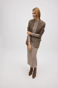 Vestido largo punto canalé marrón<Ysabel Mora Outlet