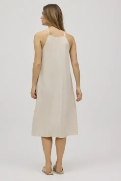 Vestido midi recto con lino<Ysabel Mora Clearance