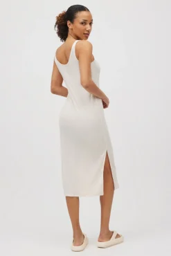 Vestido midi tirantes aberturas marfil<Ysabel Mora Best