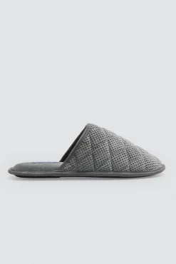 Zapatilla de casa acolchada y aterciopelada gris<Ysabel Mora Discount