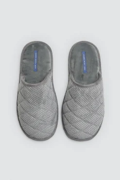 Zapatilla de casa acolchada y aterciopelada gris<Ysabel Mora Discount