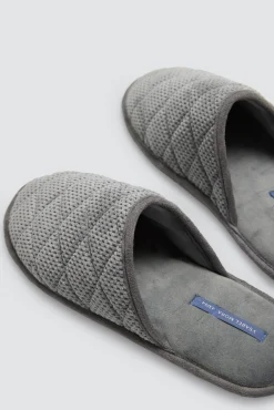 Zapatilla de casa acolchada y aterciopelada gris<Ysabel Mora Discount
