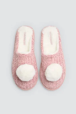 Zapatillas de casa aterciopeladas detalle pompón<Ysabel Mora Online